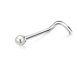 1.5mm Pearl Silver Curved Nose Stud NSKB-146p